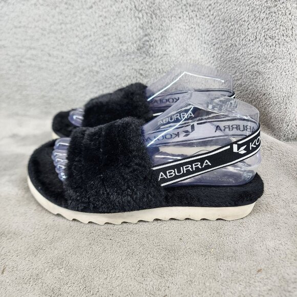 Ugg Shoes Womens Size 6 Koolaburra Black Slip On Fuzzy Platform Sandals *Read* - Picture 1 of 10